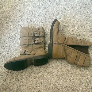 Tan Buckle Strap Women's Boots